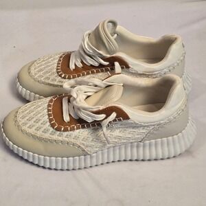 La Strada Womens Platform Sneakers White Mesh Whipstitch Chunky Sole Size 40